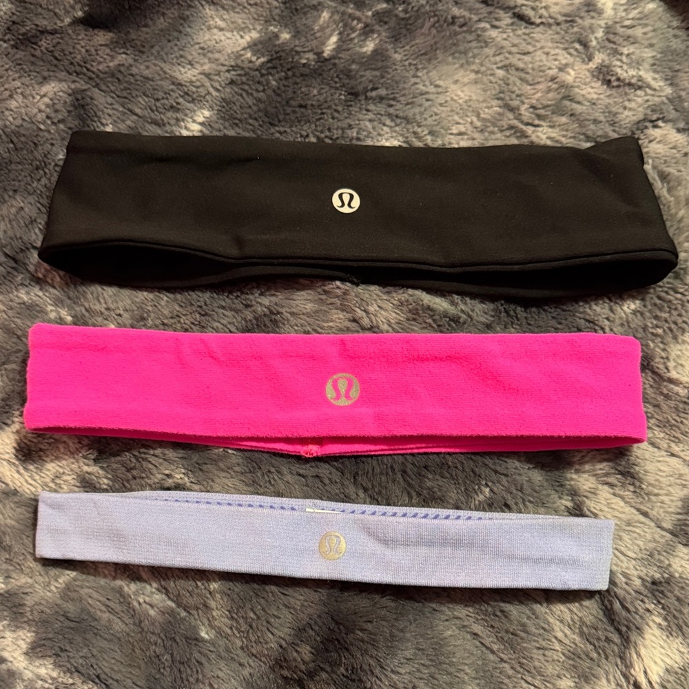 lululemon athletica Headband Trio - Black, Pink, Lavender